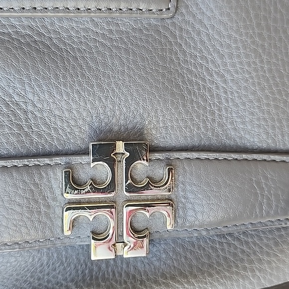 Tory Burch Gray Pebble Leather Tote Bag shoulder bag - Picture 2 of 15